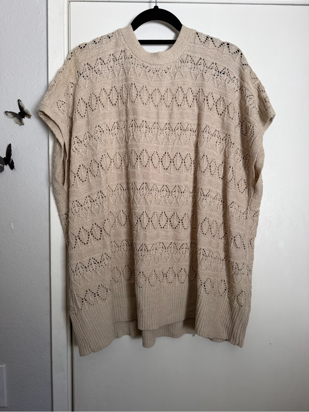 Maurices Cream Open-Knit Crewneck Sweater